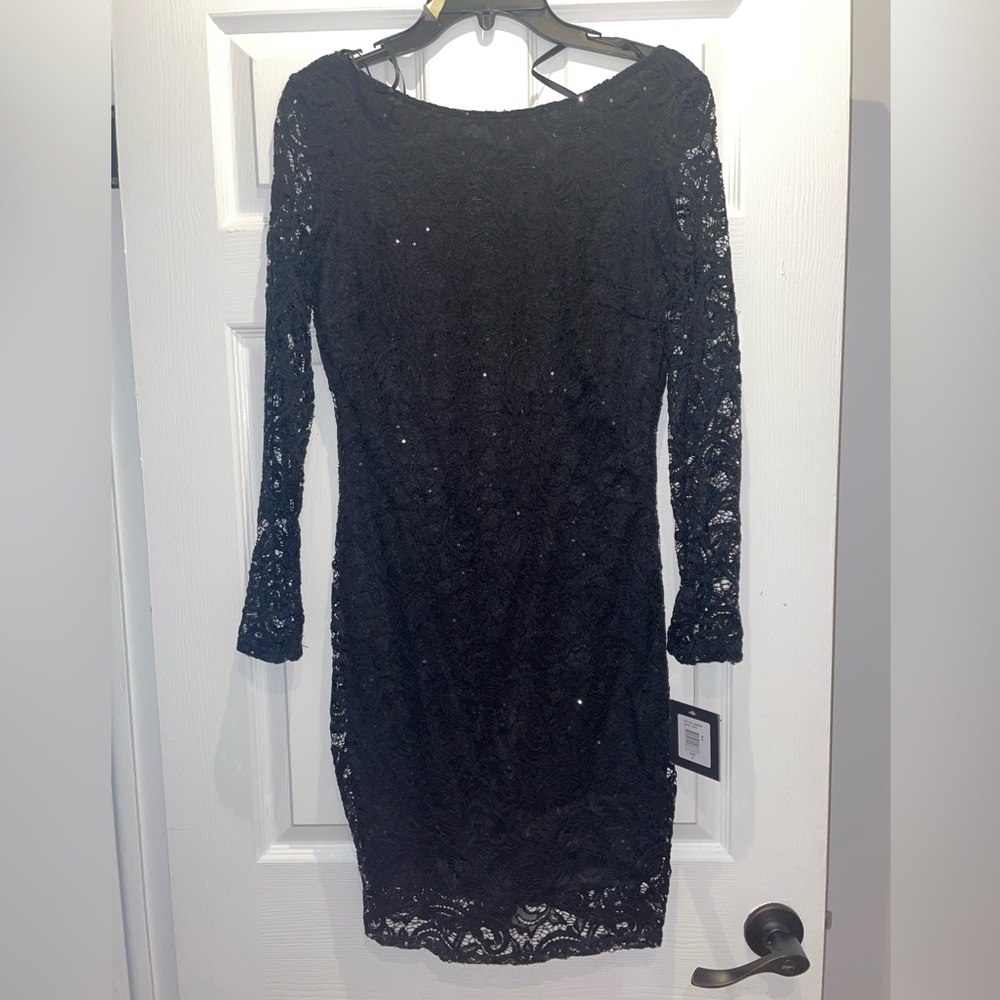 Black lace cocktail dress